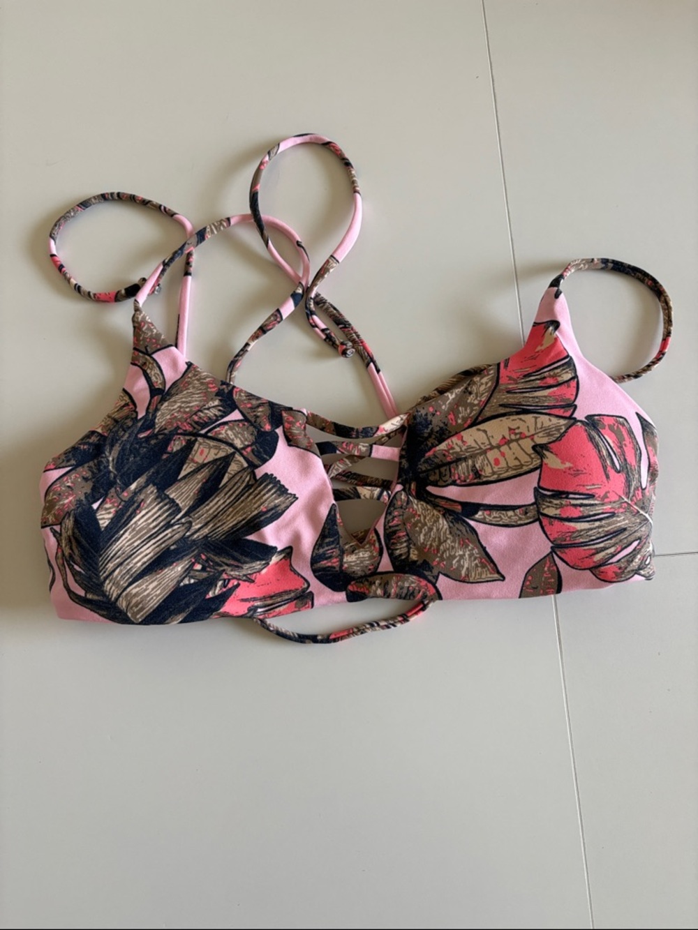 Maaji Pink Floral Strappy Bikini Top